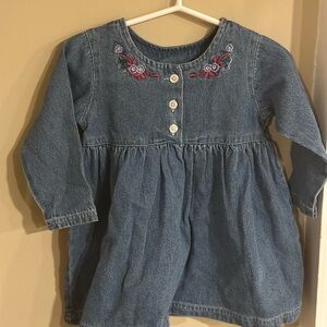 Embroidered Denim Kids Dress